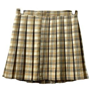 Cali 1850 Women’s Brown Tan and White Pleated Mini Skirt‎   Sz S